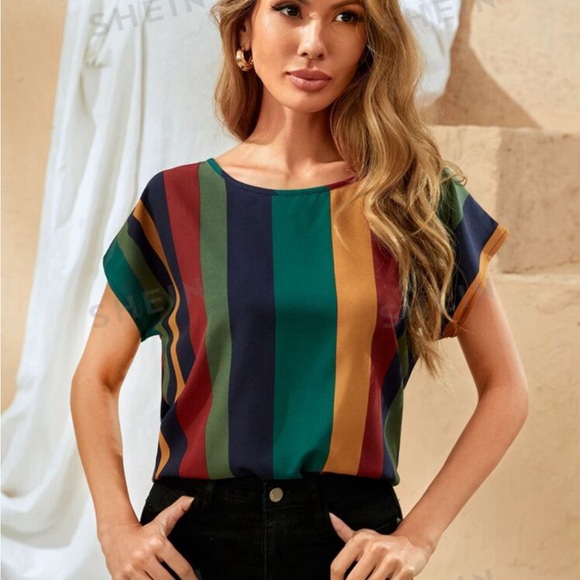 Colourful Striped Blouse T-shirt XS - Picture 1 of 6